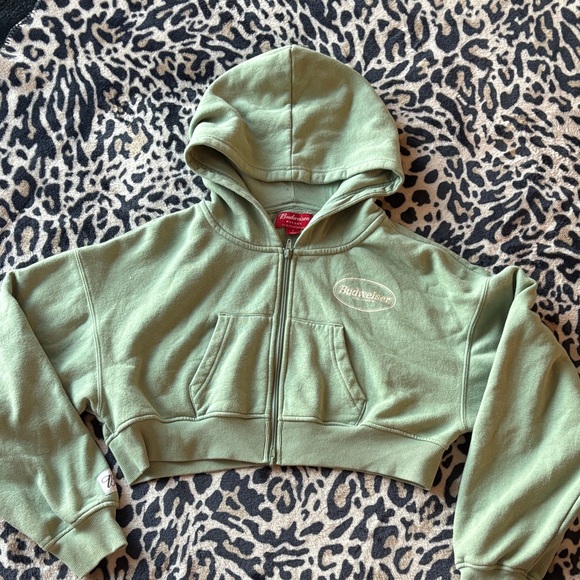 Budweiser Jackets & Blazers - Budweiser Olive Green Zip-Up Hoodie